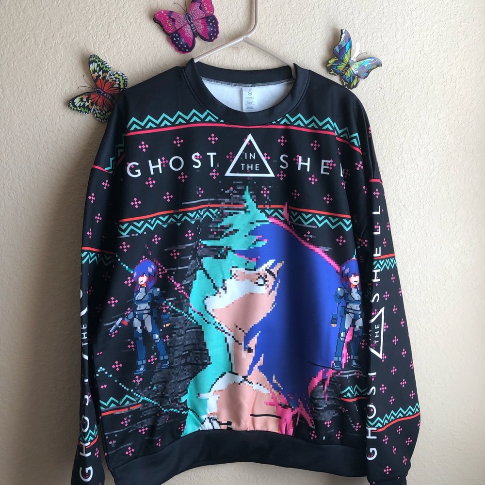 Ghost in the Shell Ugly Christmas Sweater Pullover, XL, NWOT, pet/smoke free